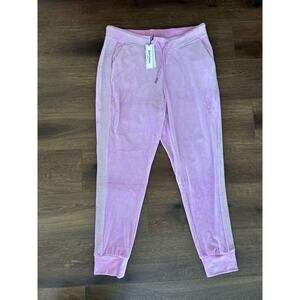 Juicy Couture Women's Classic Velour Side Bling Jogger Pants Pink/Violet Size XL